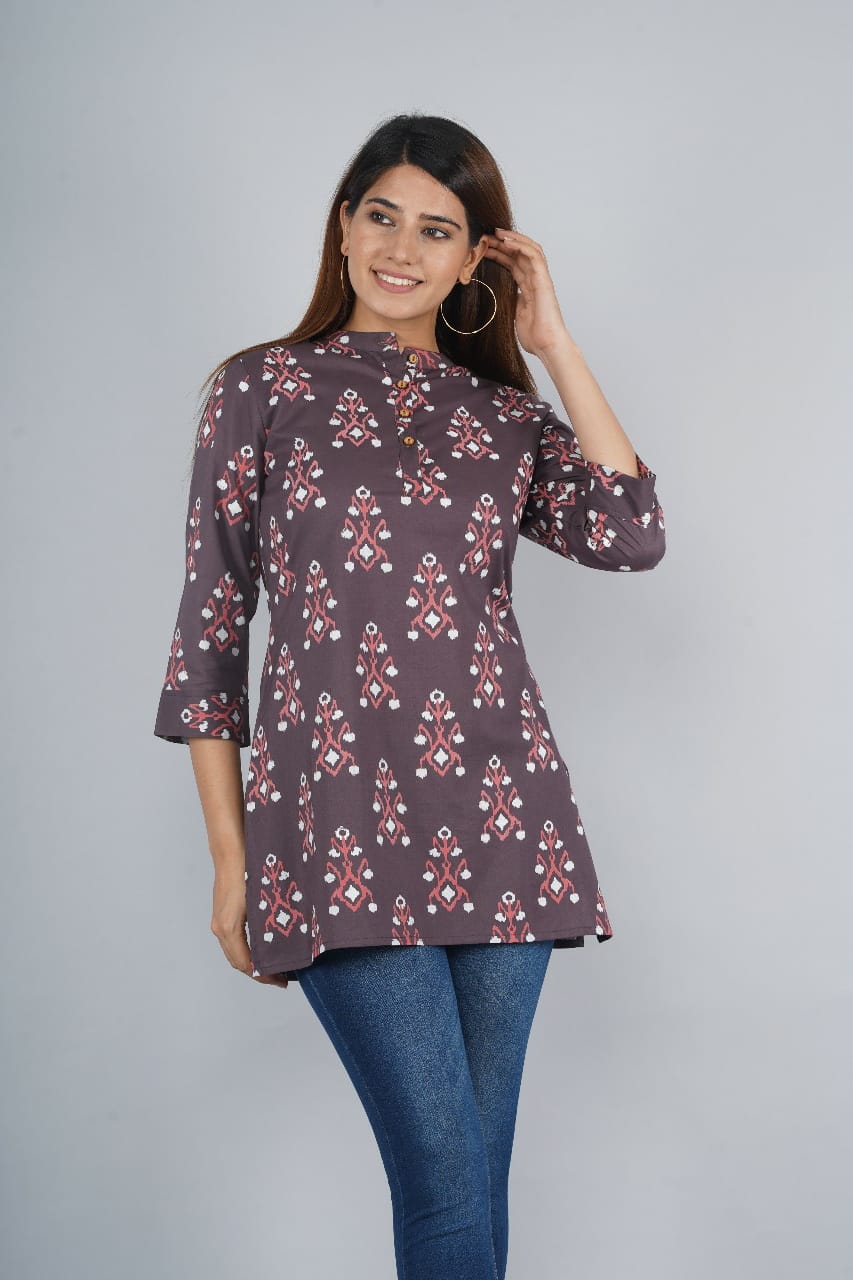 Beautiful Western Printed Cotton Tunics-SHTU1069