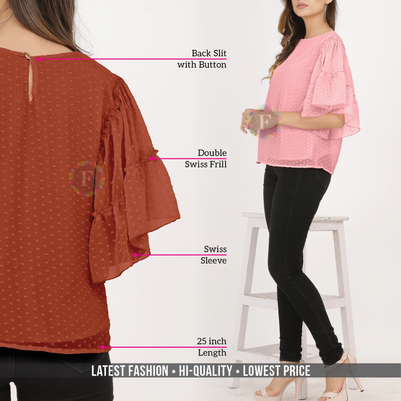 Swiss Sleeve Top for Women-SHTU1076