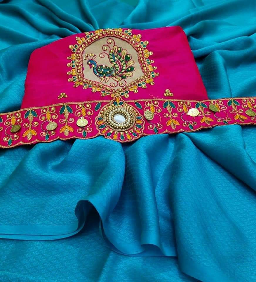 Chiffon Leaf Saree Collections-SH0593