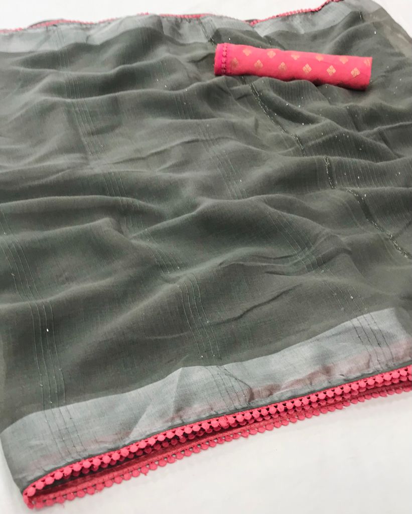 Ethnic Linen Silk Saree-SH0565