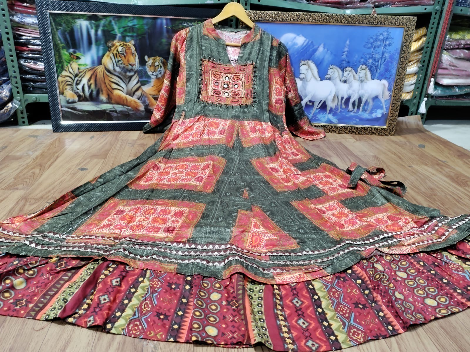 Ethnic Long Gown for Women-SHKS1057