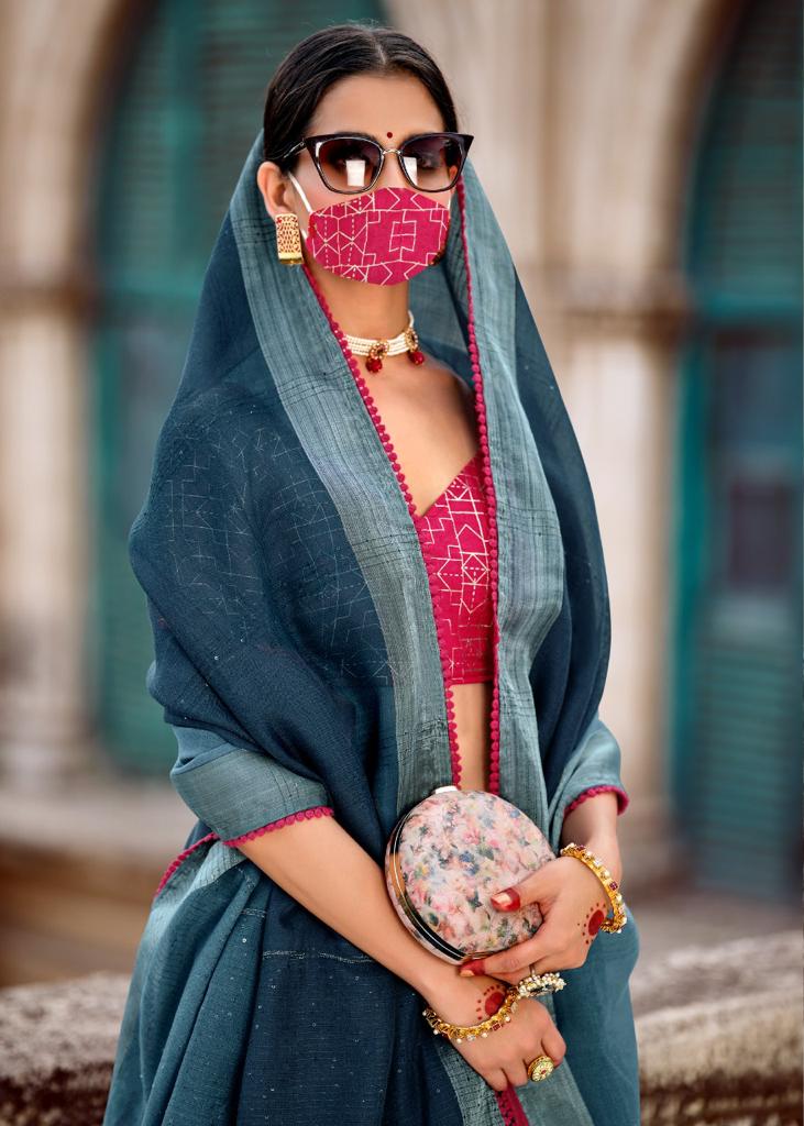 Ethnic Linen Silk Saree-SH0565