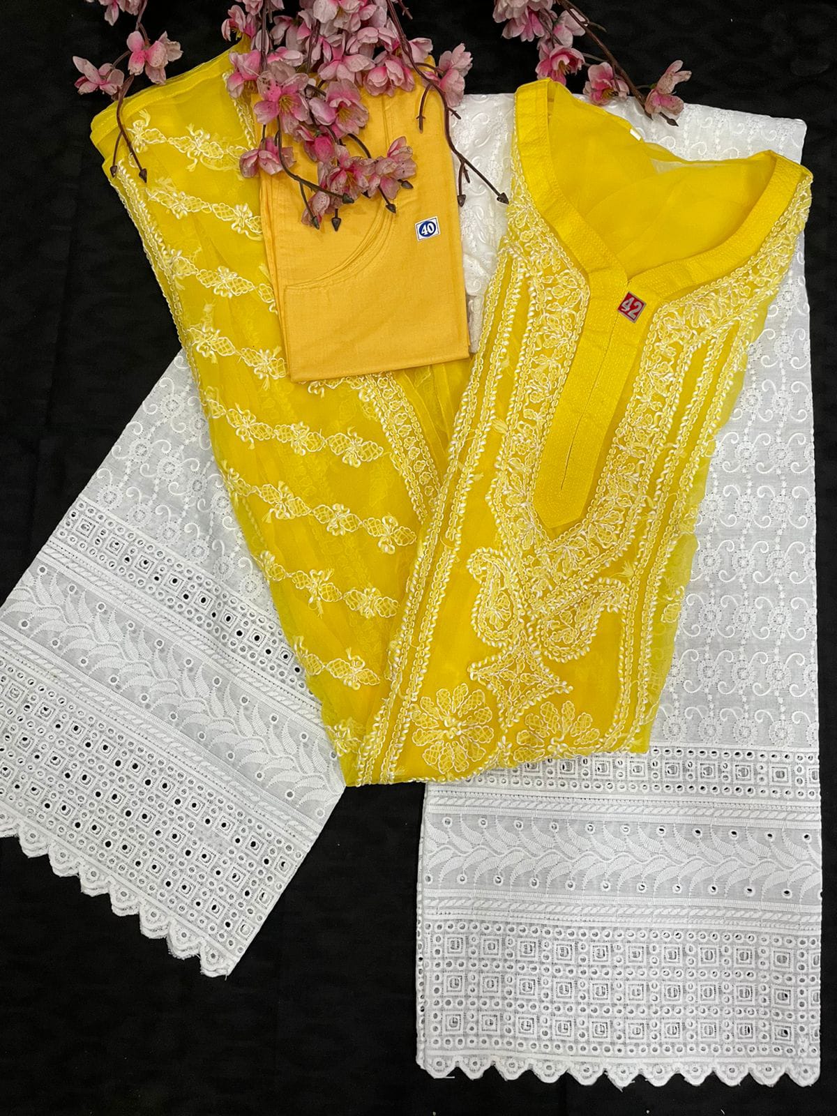 Lucknowi Chikankari Fancy Kurta Sets for Women-SHKS1039