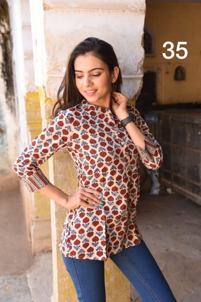 Beautiful Western Printed Cotton Tunics-SHTU1068