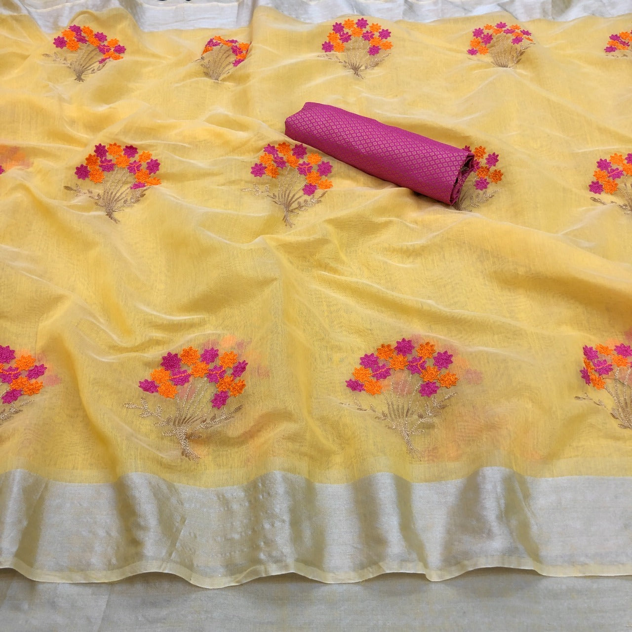 Embroidered Chanderi Cotton Saree-SH0554