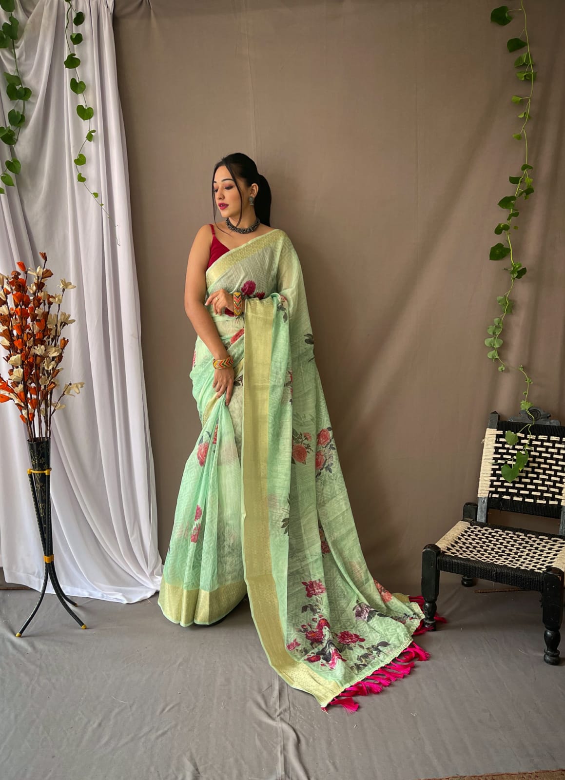 Classic Linen Sarees-SH1000