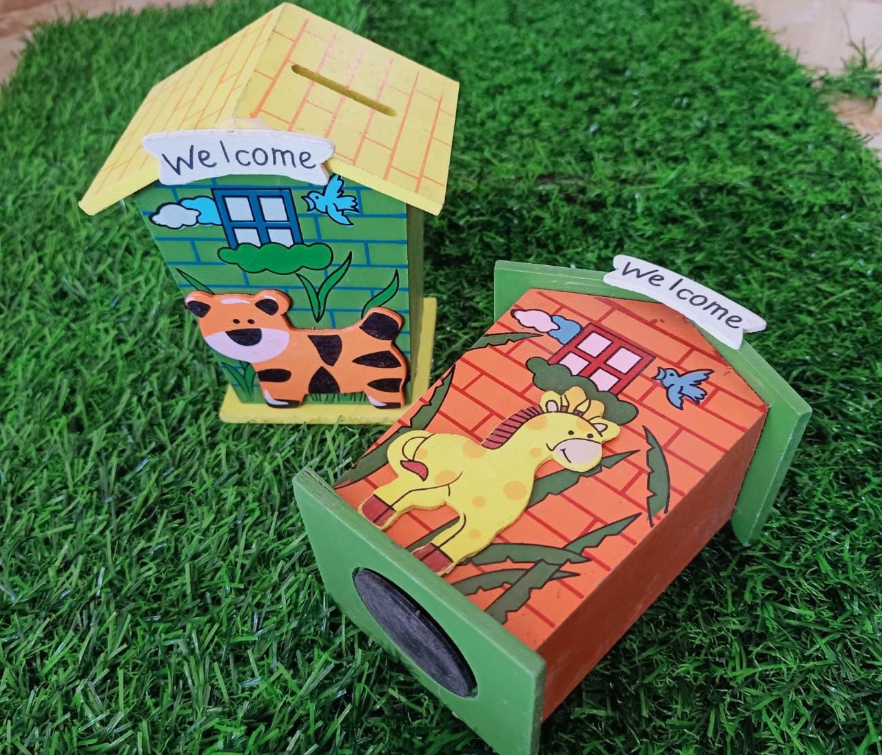 Piggy Bank for Kids Wood House Animal Designs for Kids - SHTM1061