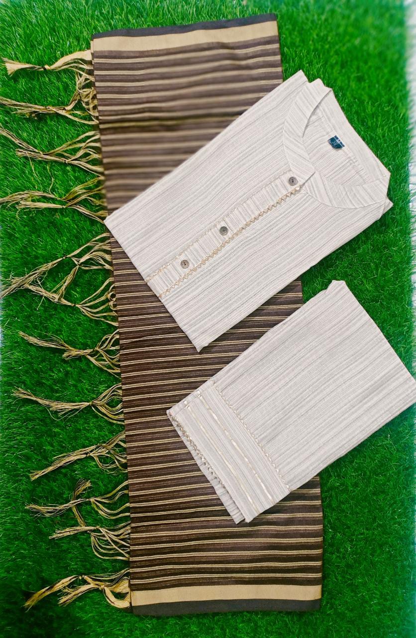 Ethnic Khadi Kurta Sets for Women-SHKS1093