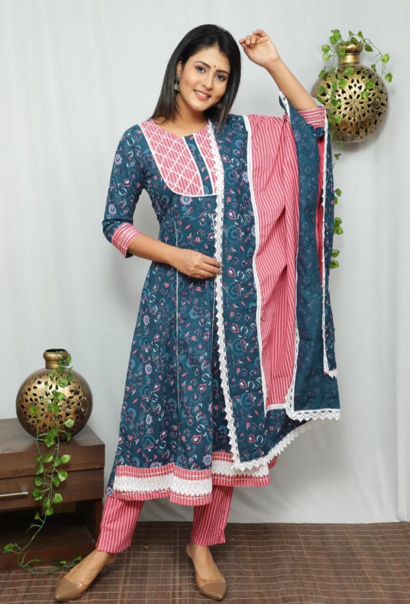 Casual Cotton Kurta Sets for Women-SHKS1109