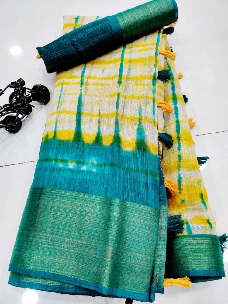 Soft Linen Cotton Slub Sarees-SH1007