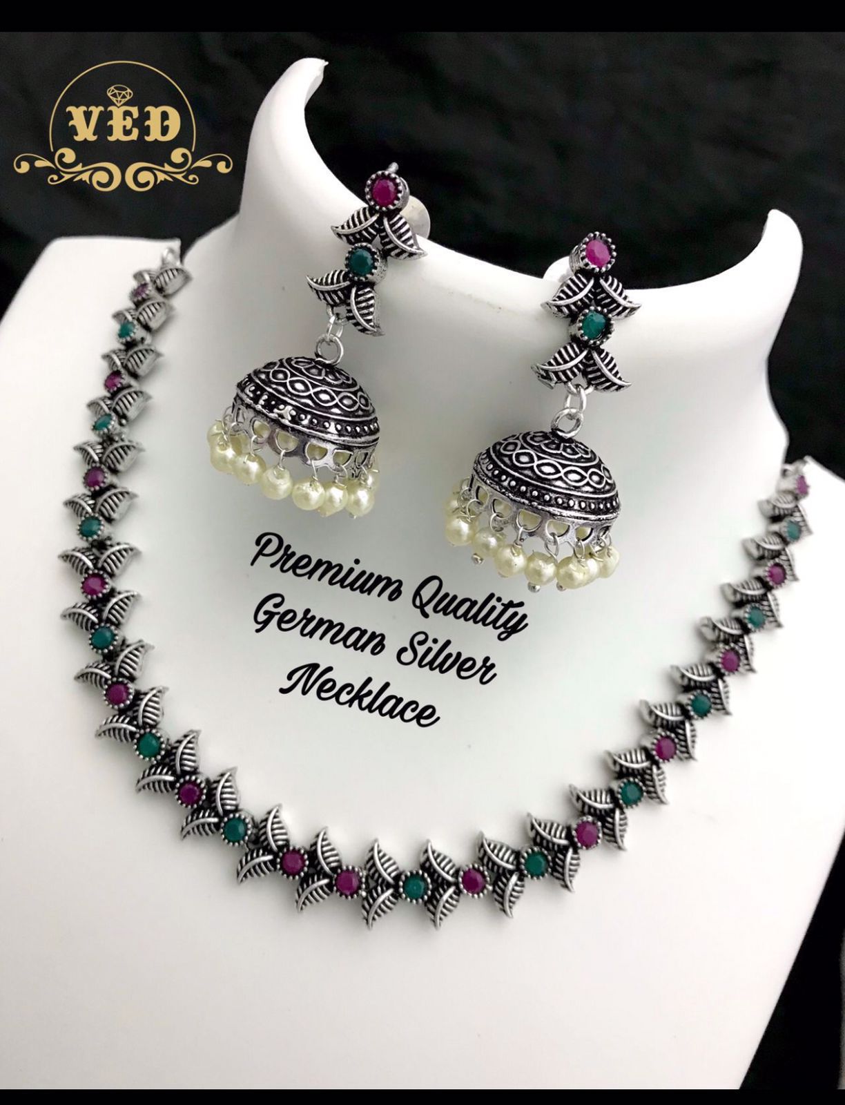 Elegant German Silver Neck Set - SHJ1107