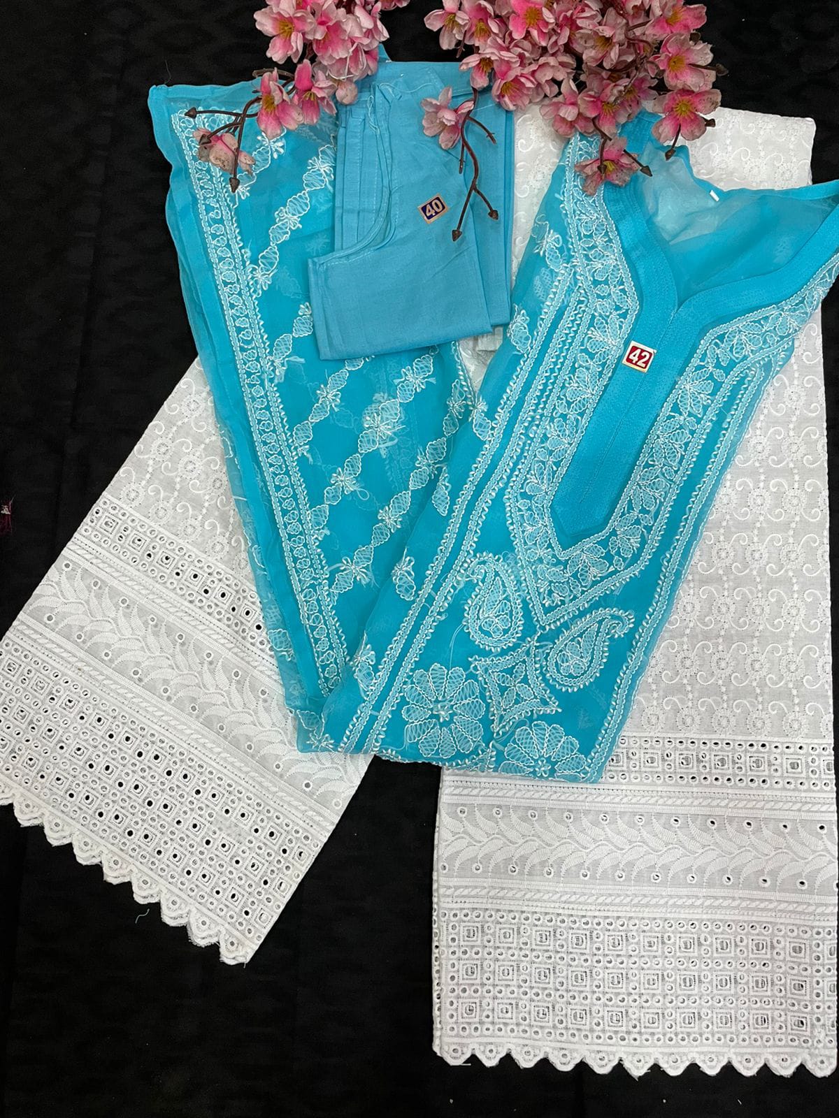 Lucknowi Chikankari Fancy Kurta Sets for Women-SHKS1039