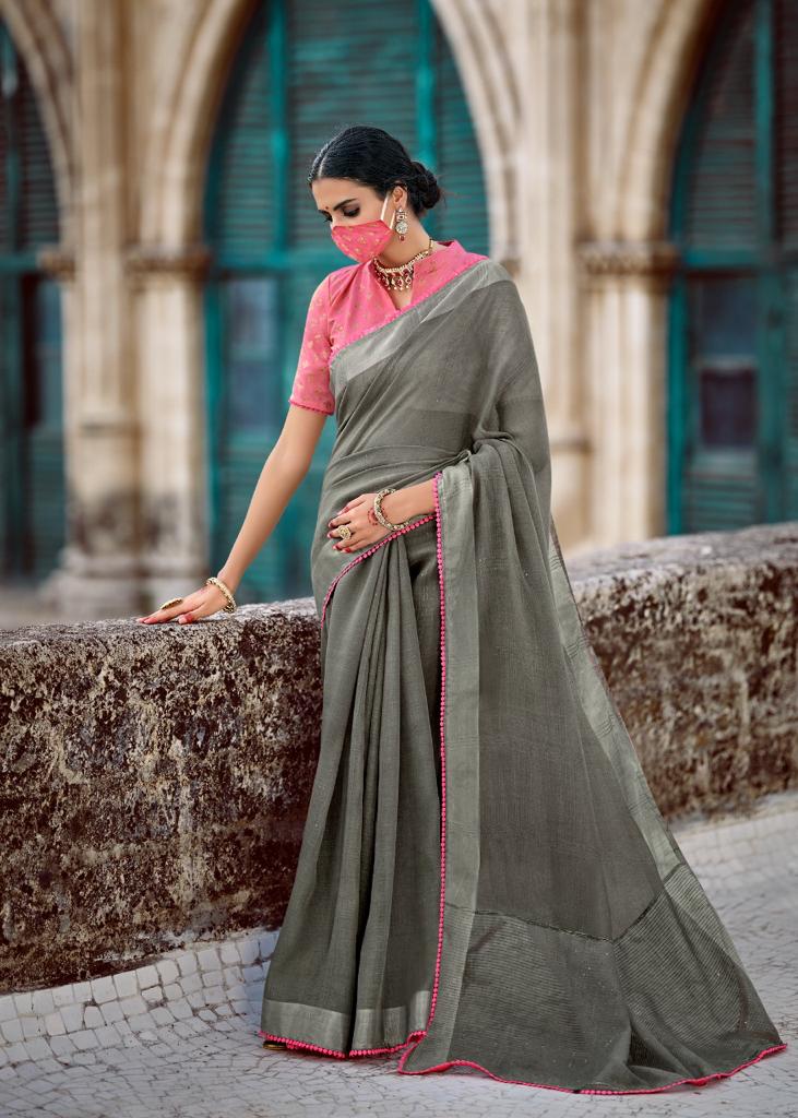 Ethnic Linen Silk Saree-SH0565