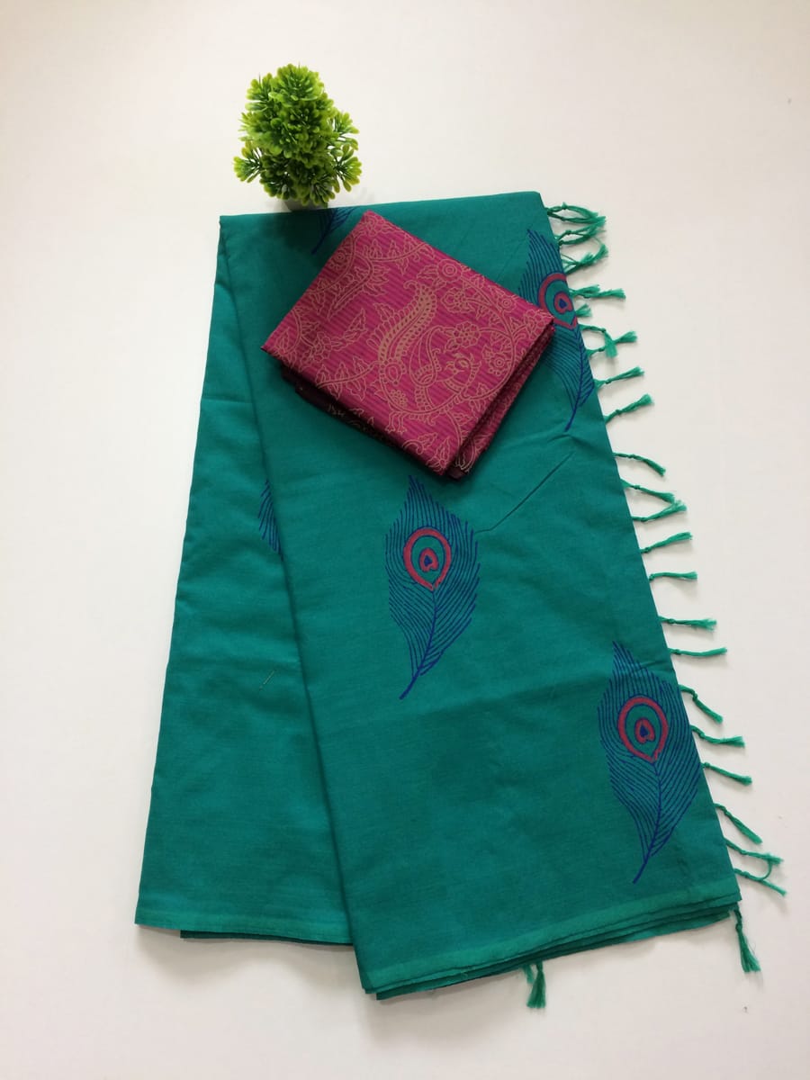 South Cotton sarees With Blouse Piece-SH0564