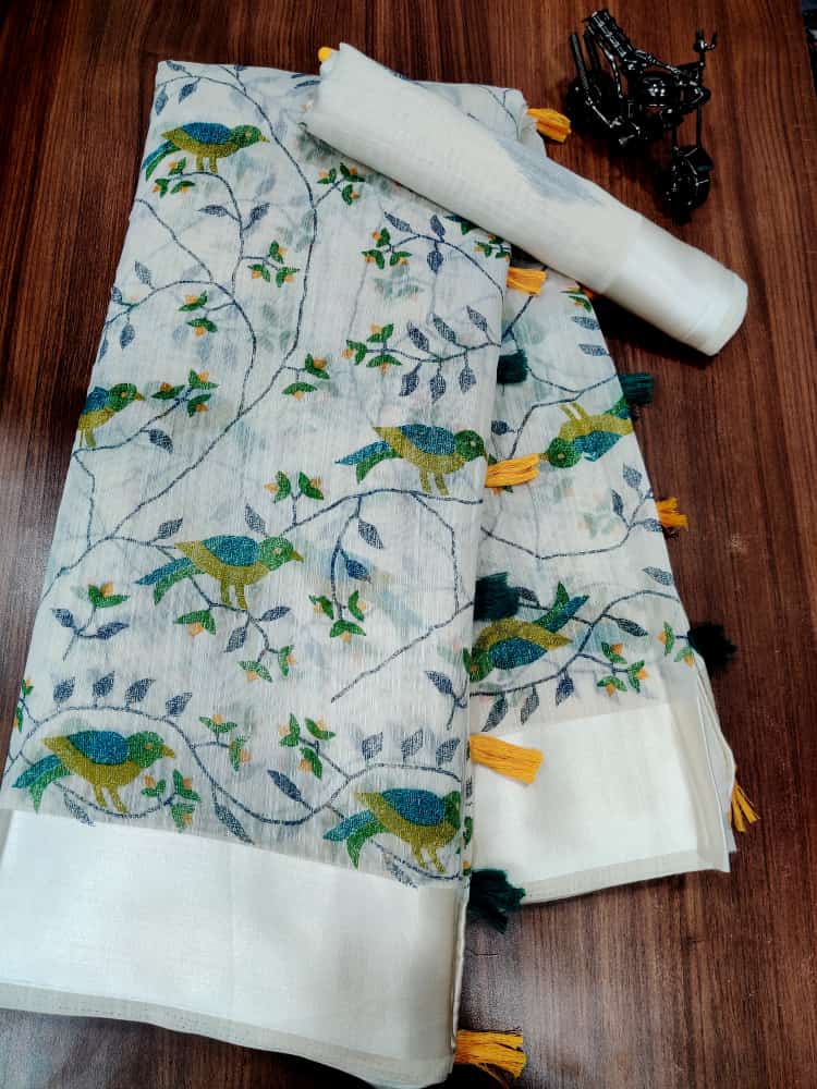 Soft Linen Cotton Slub Sarees-SH1007