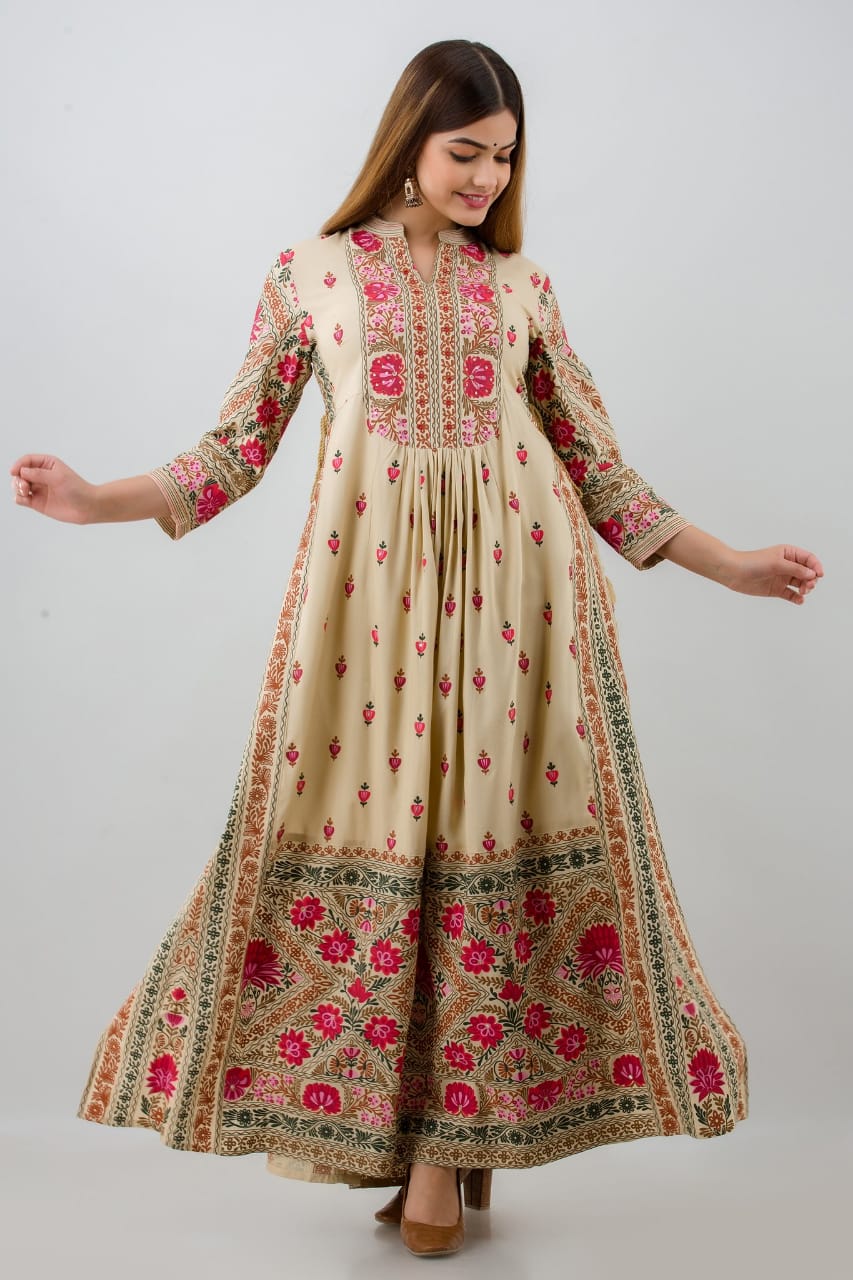 Awesome Rayon Gown with Pant for Women-SHKS1112