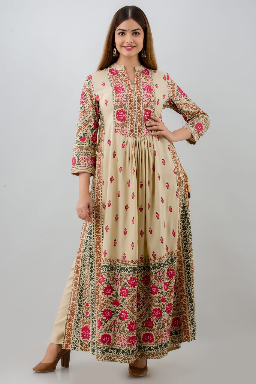 Awesome Rayon Gown with Pant for Women-SHKS1112