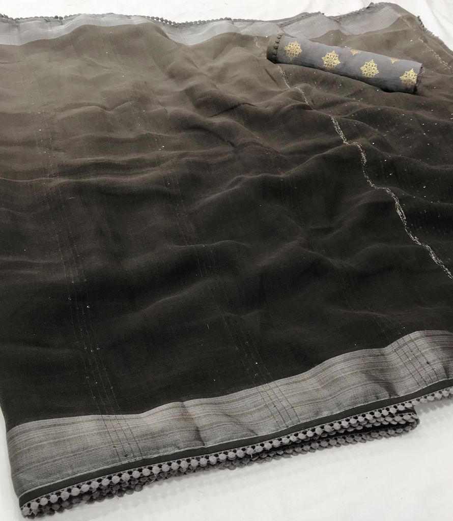 Ethnic Linen Silk Saree-SH0565