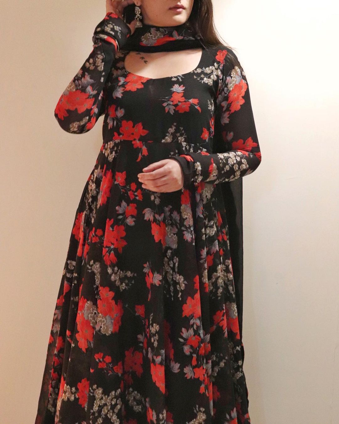 Elegant Long Kurti with Palazzo & Dupatta for Women-SHKS1074