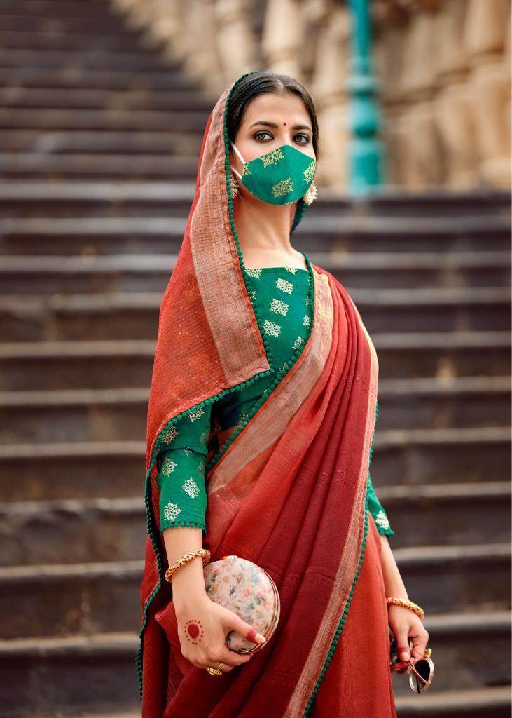 Ethnic Linen Silk Saree-SH0565