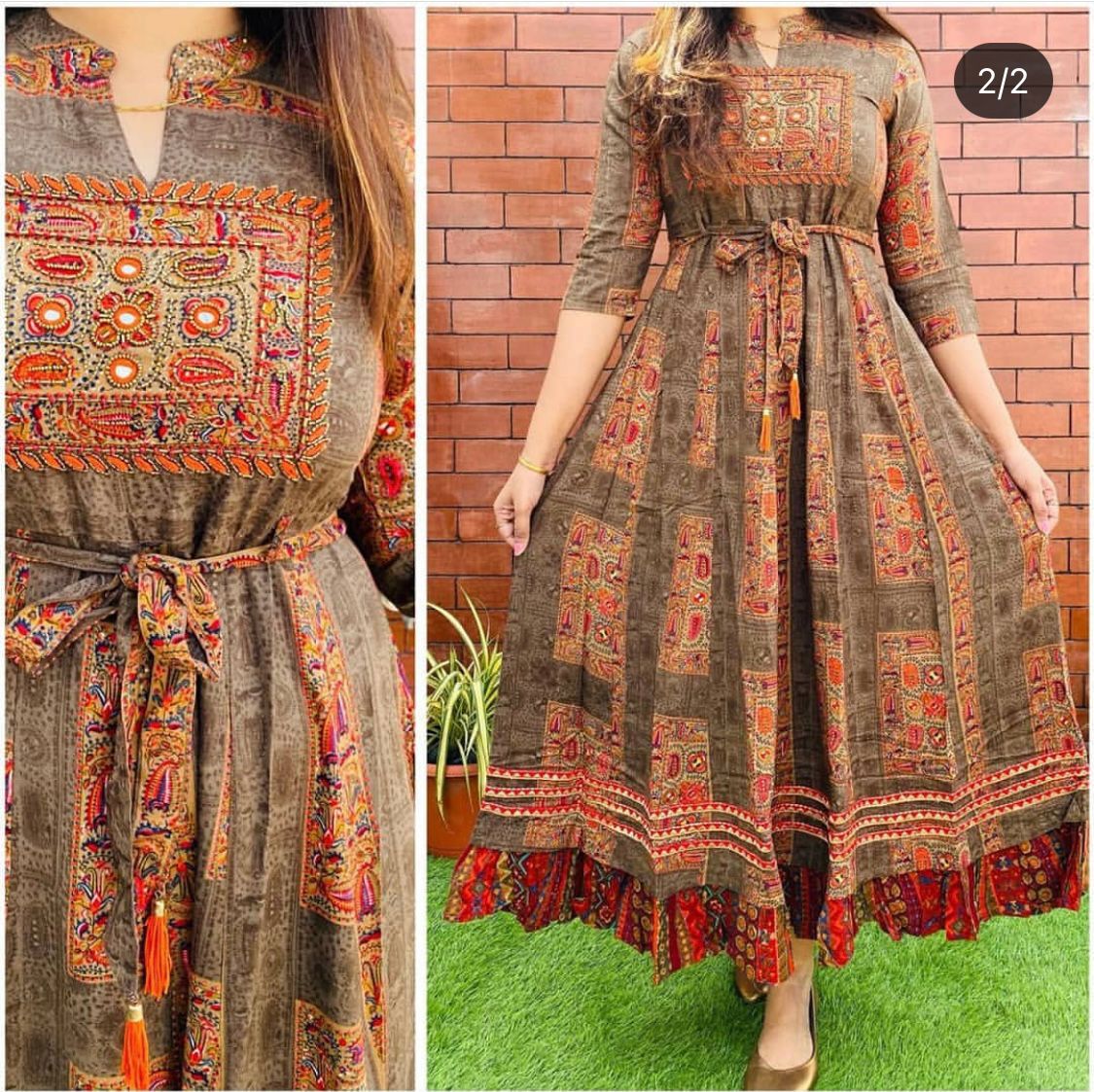 Ethnic Long Gown for Women-SHKS1057