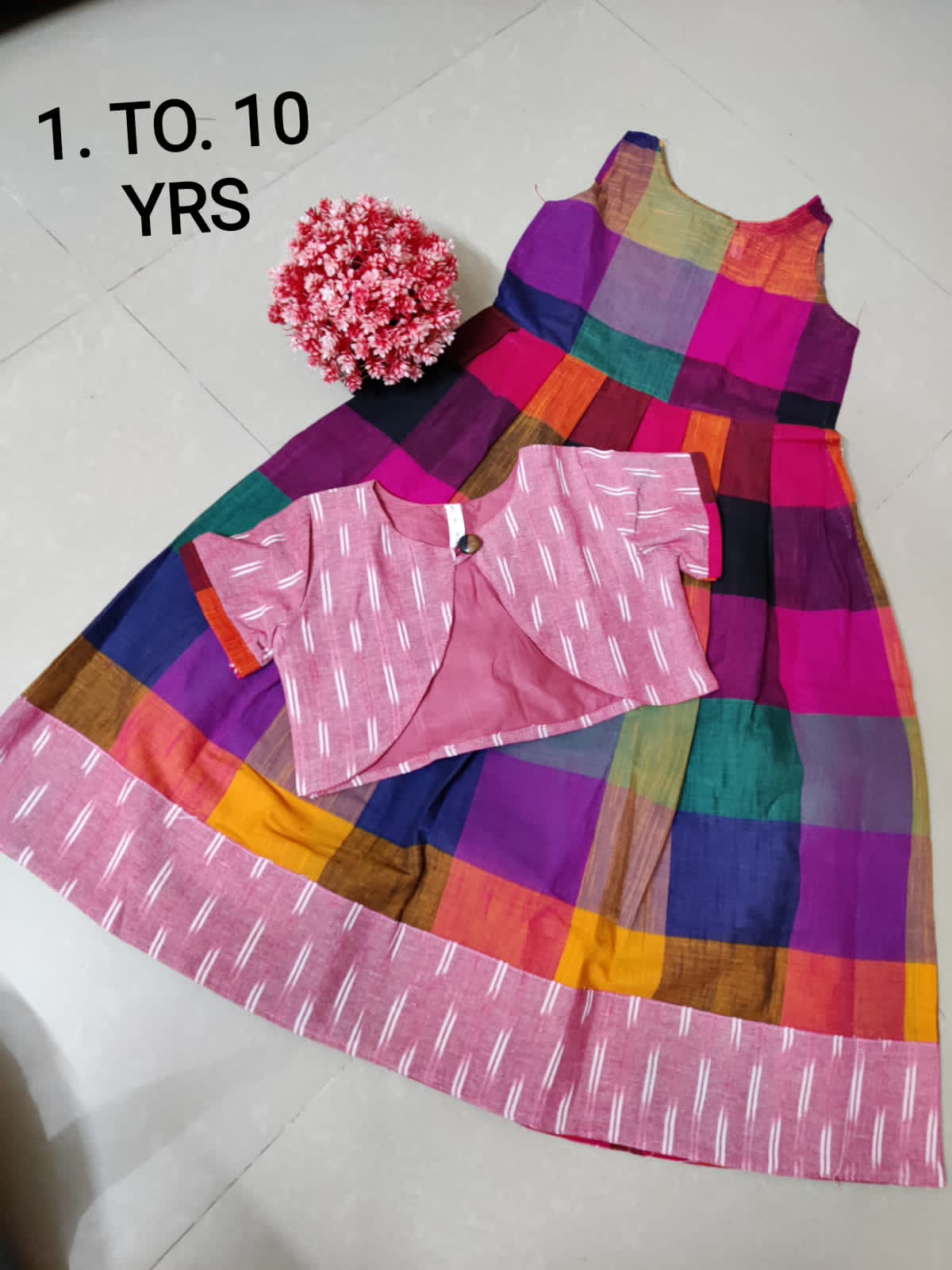 Handloom Fusion Frocks for Girls-SHG1063