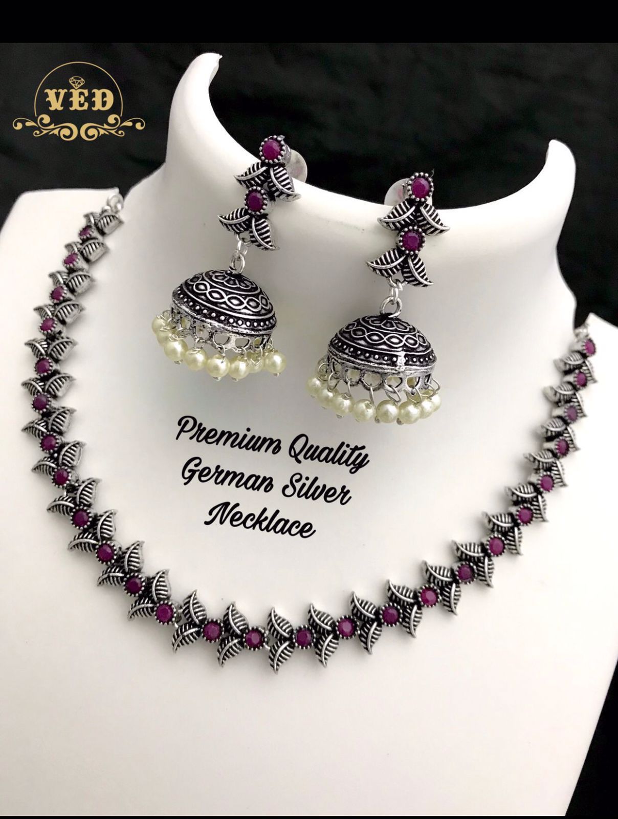 Elegant German Silver Neck Set - SHJ1107