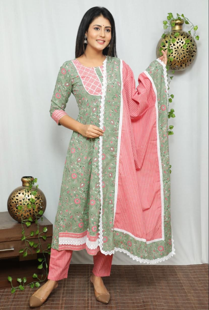 Casual Cotton Kurta Sets for Women-SHKS1109
