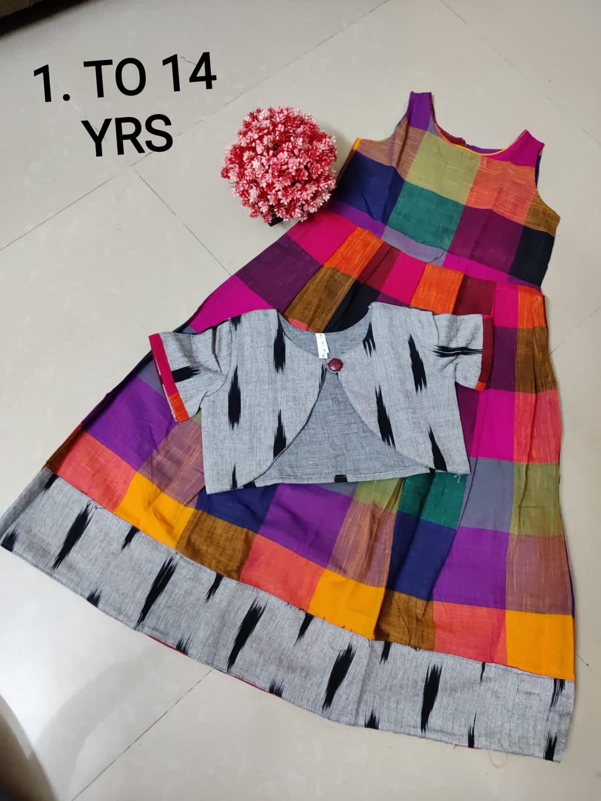 Handloom Fusion Frocks for Girls-SHG1063