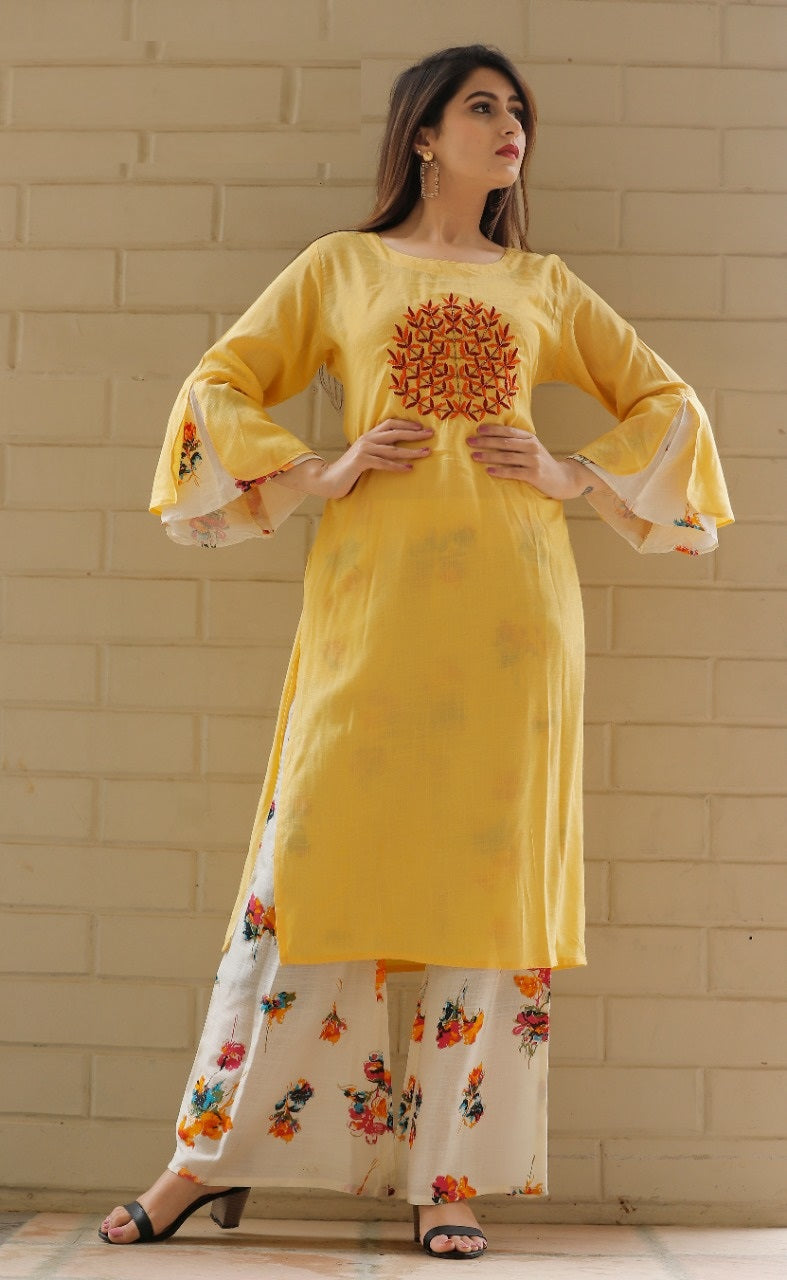 Elegant Rayon Embroidered Kurta Set-SHKS1012