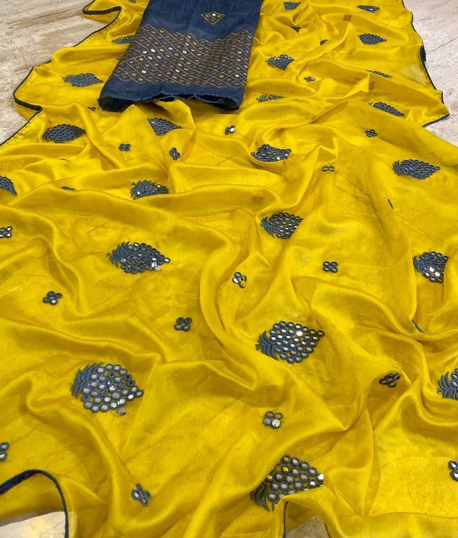 Designer Moss Chiffon Saree-SH0516