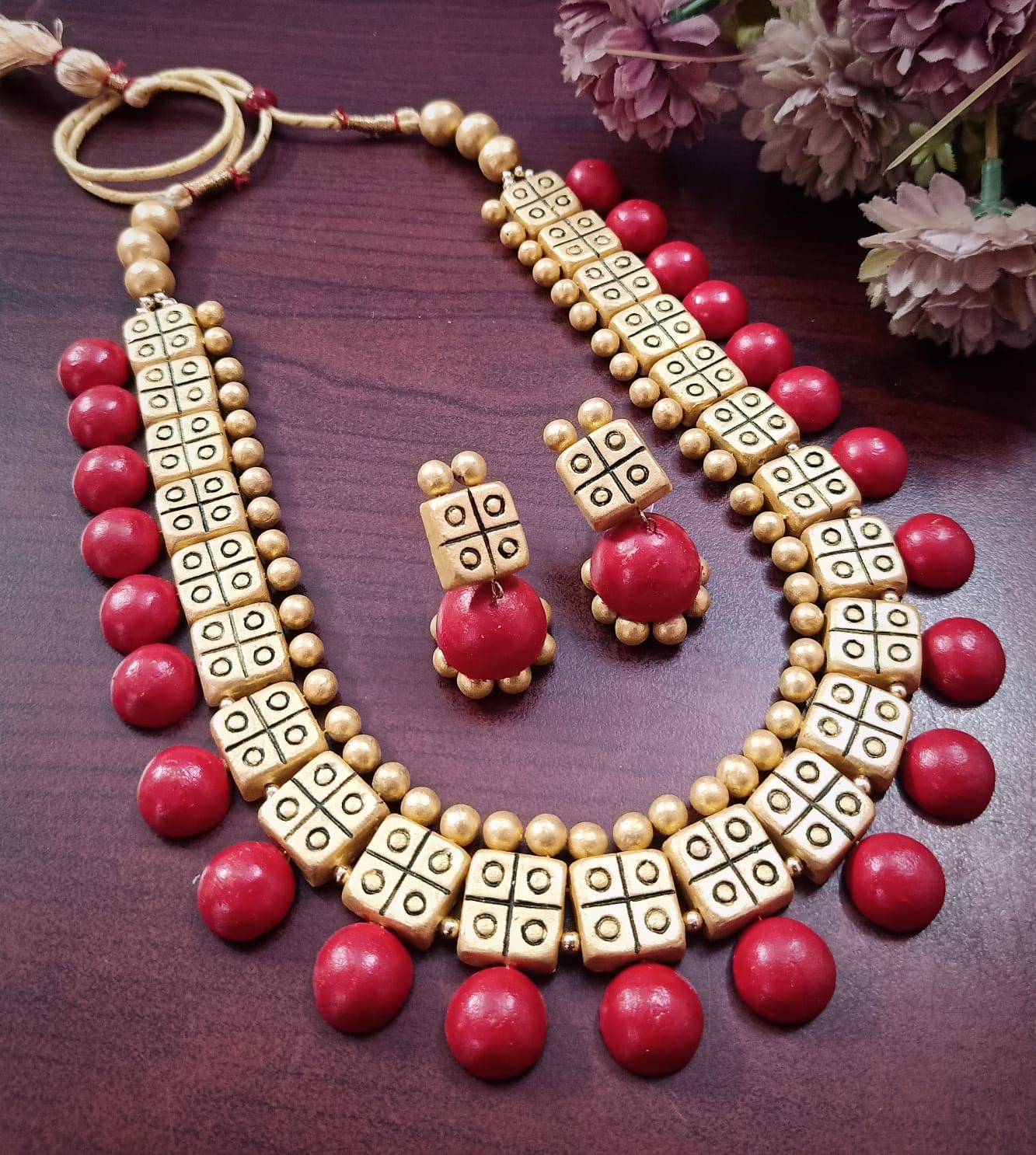 Aesthetic Handmade Terracotta Neck Set- SHJ1177