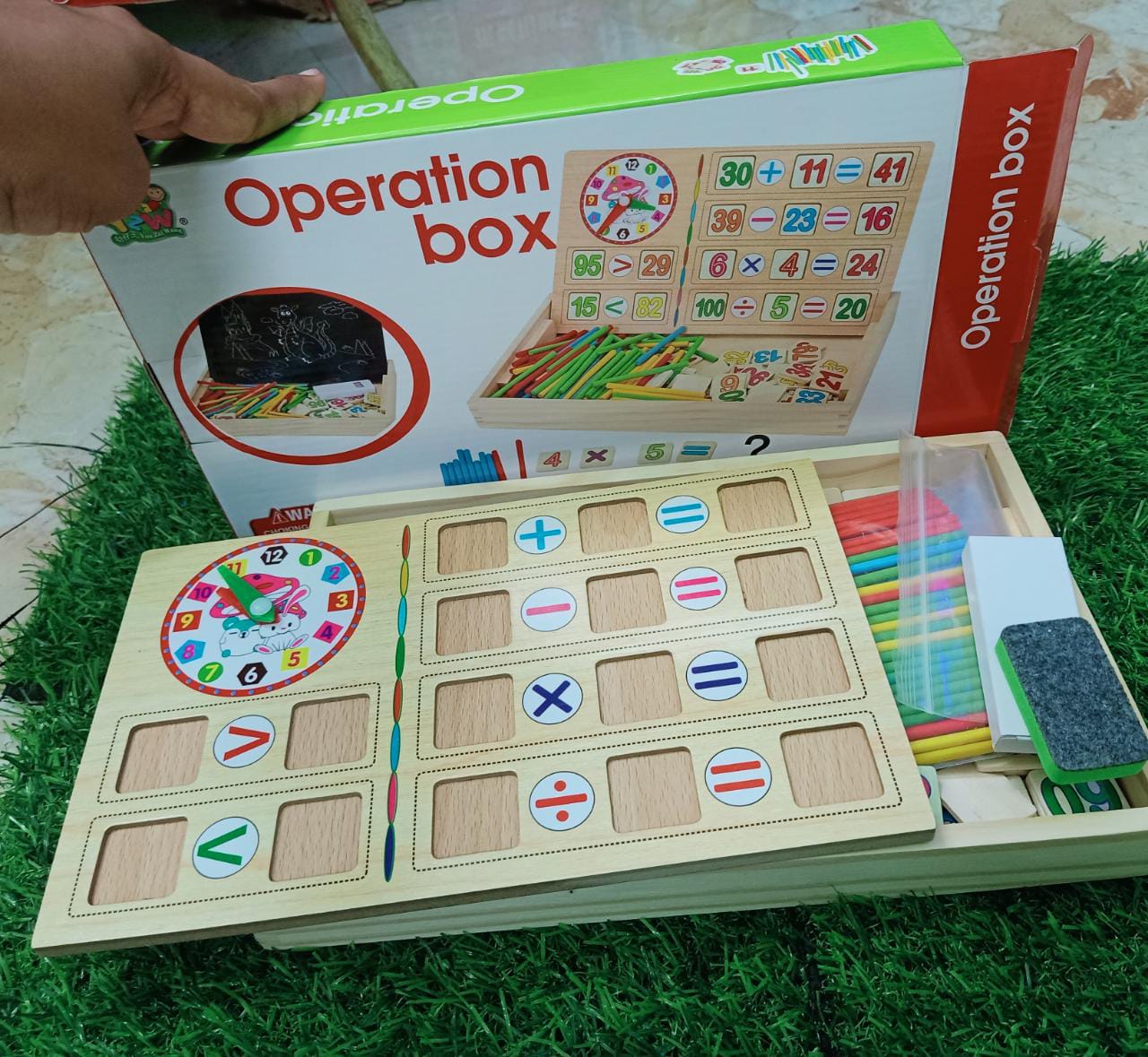 Wooden Computation Operation Study Box for Basic Math Calculations for Kids, Multicolor - SHTM1014
