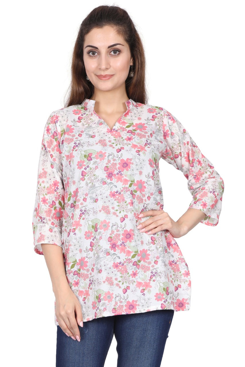 Women's Printed Cotton Stylish Tunics-SHTU1067