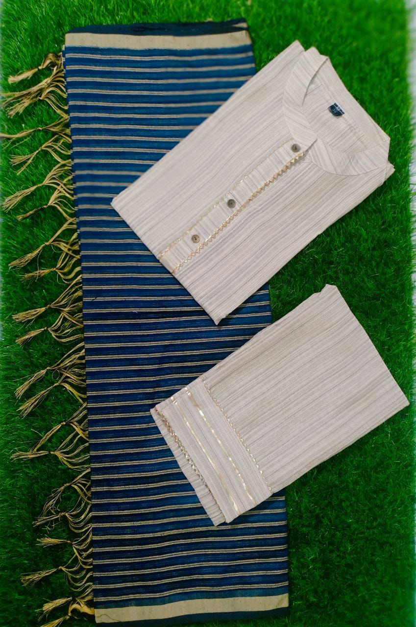 Ethnic Khadi Kurta Sets for Women-SHKS1093