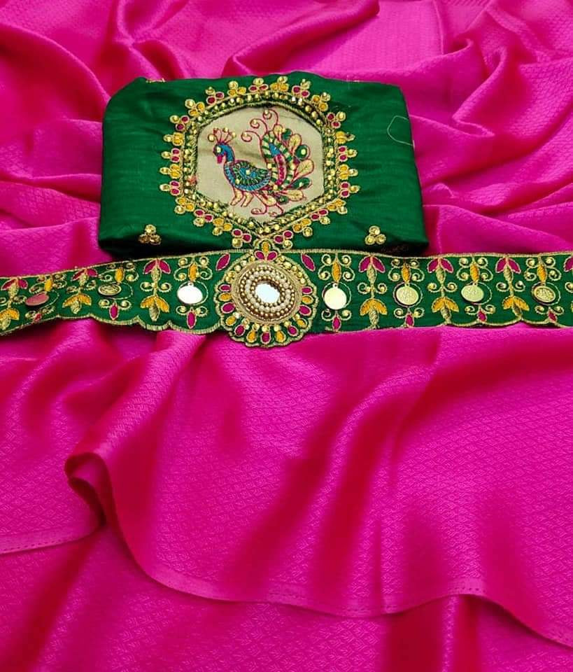 Chiffon Leaf Saree Collections-SH0593