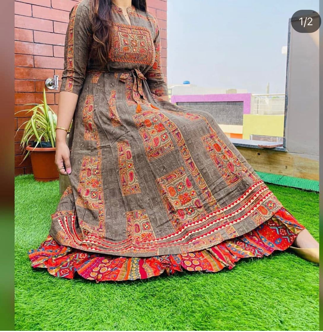 Ethnic Long Gown for Women-SHKS1057