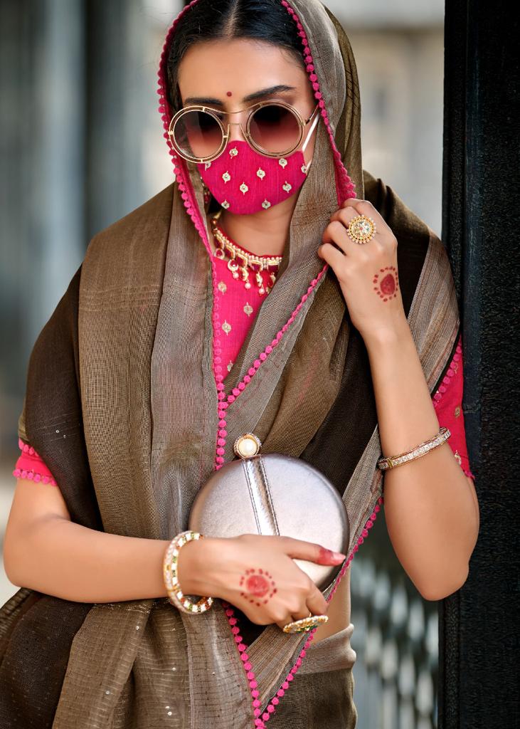 Ethnic Linen Silk Saree-SH0565