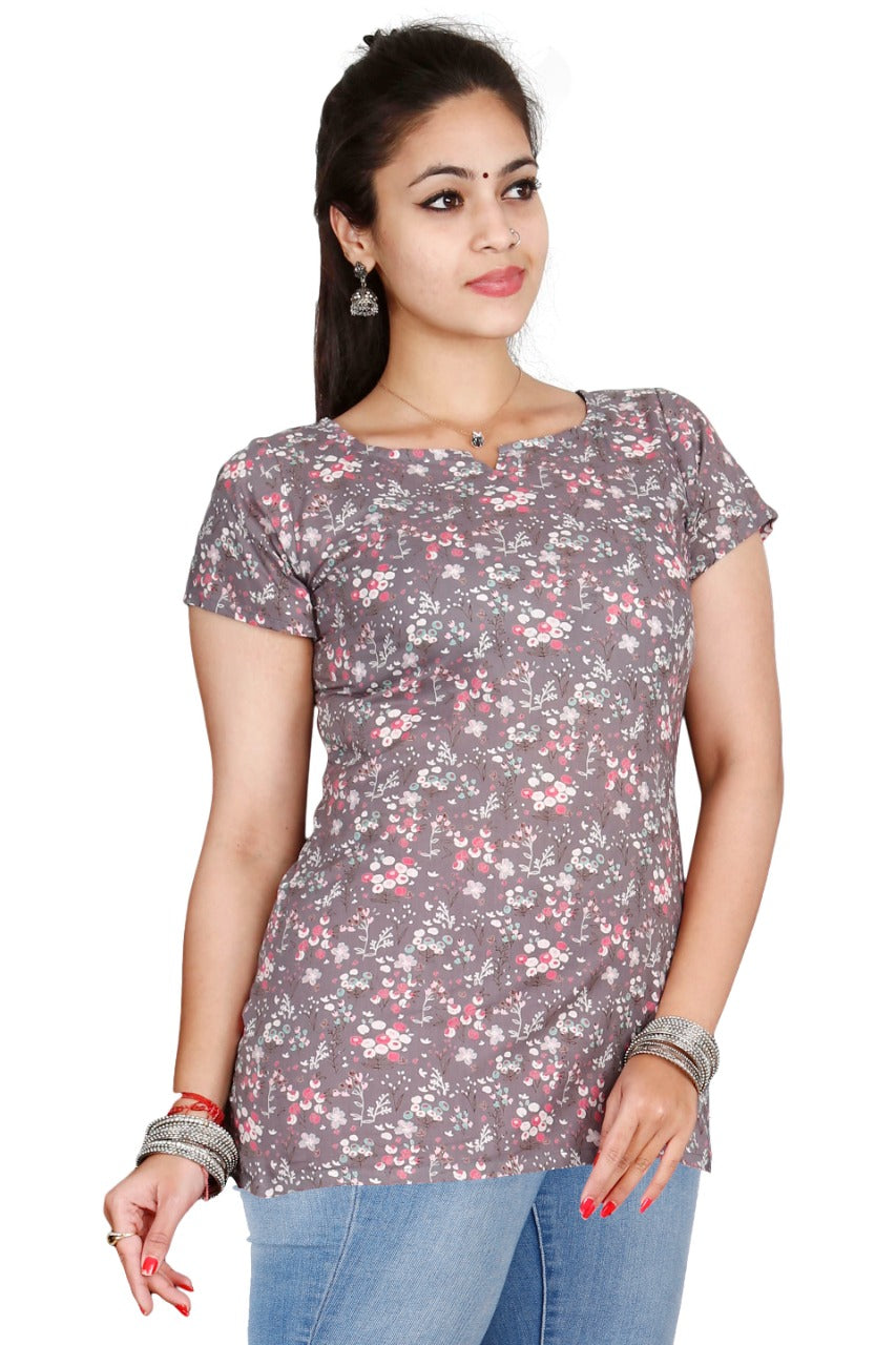 Women's Printed Cotton Stylish Tunics-SHTU1065