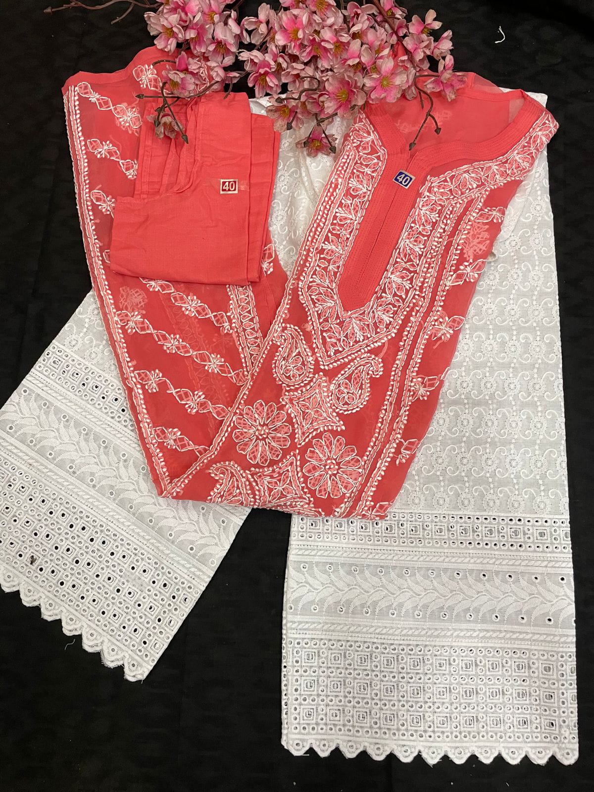 Lucknowi Chikankari Fancy Kurta Sets for Women-SHKS1039