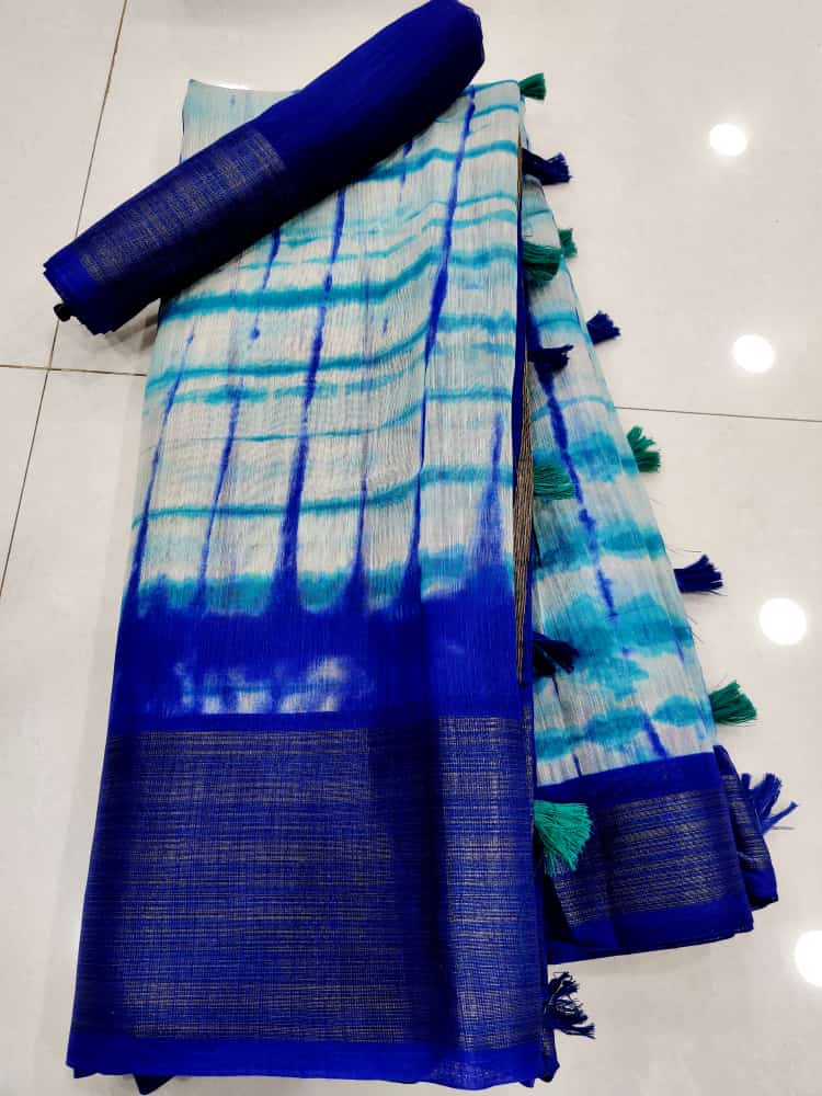 Soft Linen Cotton Slub Sarees-SH1007