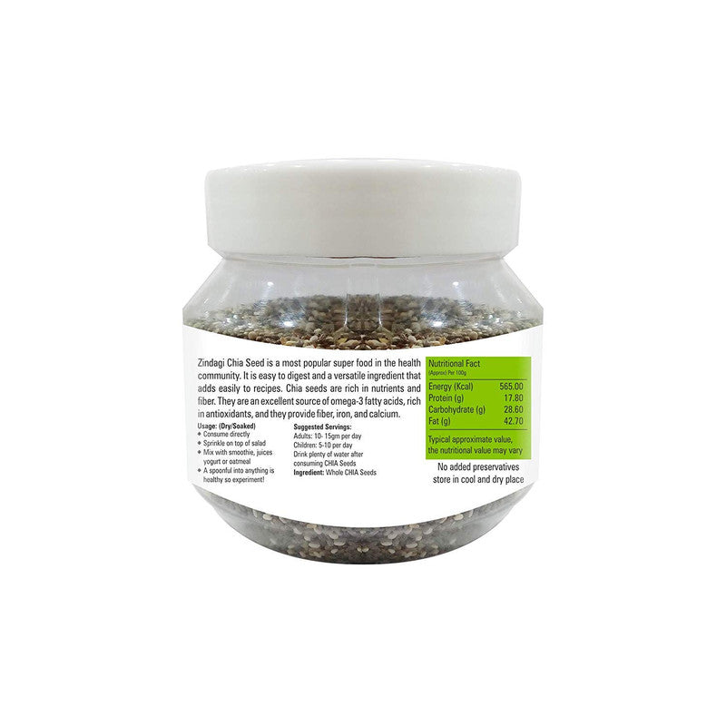 Zindagi Black & White Chia Seeds - Calcium Rich Seeds - Natural Weight Management - Immunity Booster Healthy Snacks (150 Gm Each) Pack of 2 - SHTZ1050