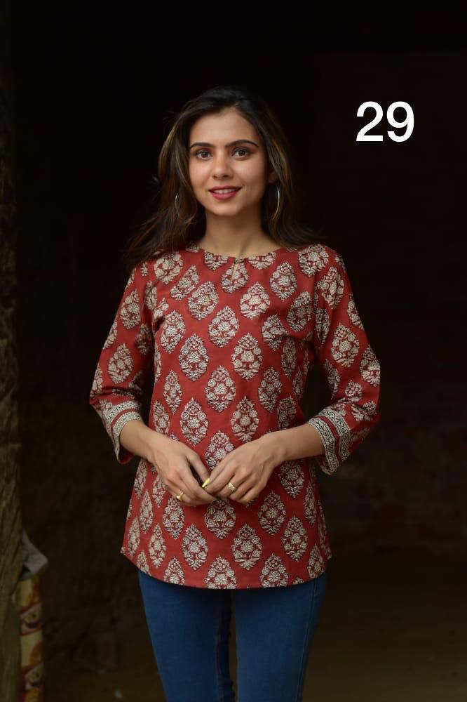 Beautiful Western Printed Cotton Tunics-SHTU1068