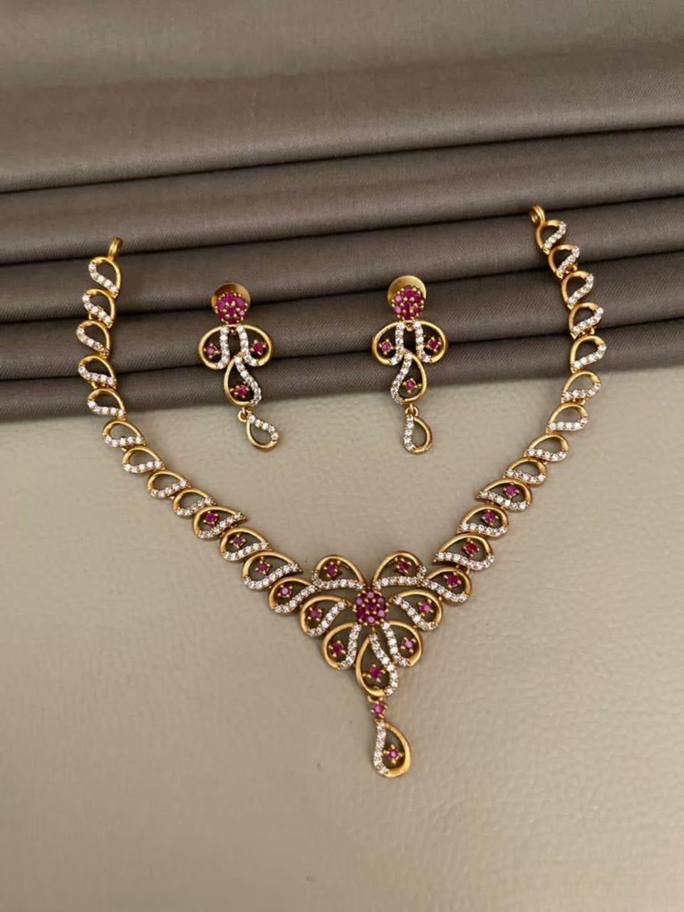 Elegant Stone Work Necklace Set- SHJ1008