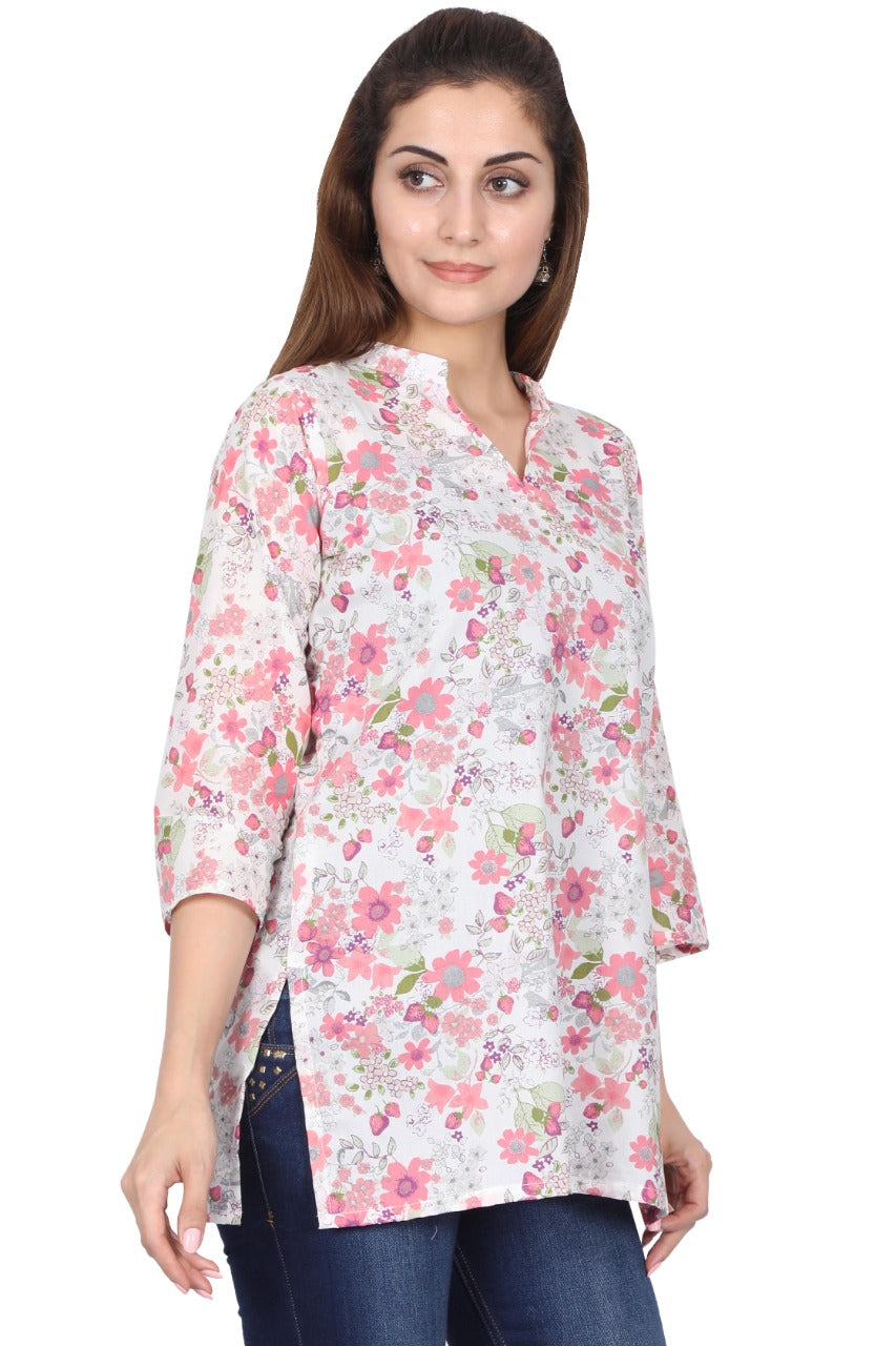 Women's Printed Cotton Stylish Tunics-SHTU1067