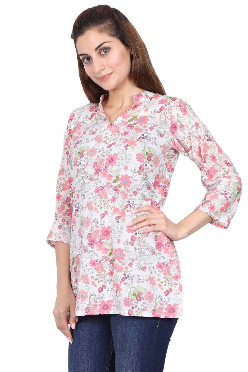Women's Printed Cotton Stylish Tunics-SHTU1067