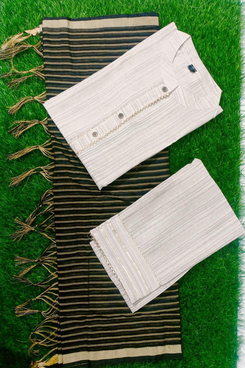 Ethnic Khadi Kurta Sets for Women-SHKS1093