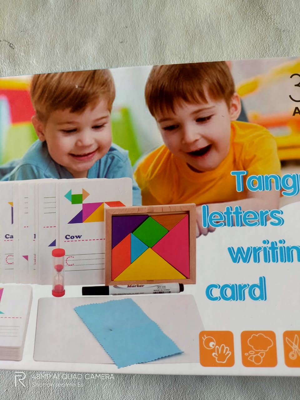 Wooden Colourful Alphabetic Tangram Letters Writing Card for Kids-SHTM1009