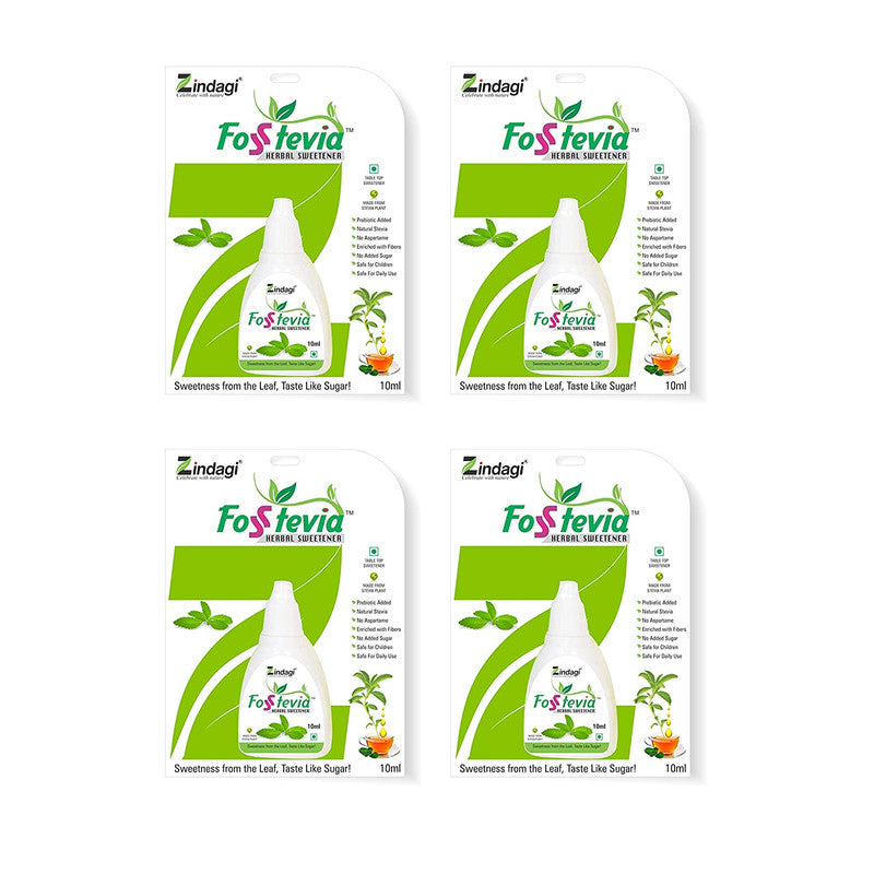 Zindagi FosStevia Liquid - Natural Stevia Liquid Drops - Sugar-Free Sweetener (200 Servings) Pack of 4- SHTZ1002