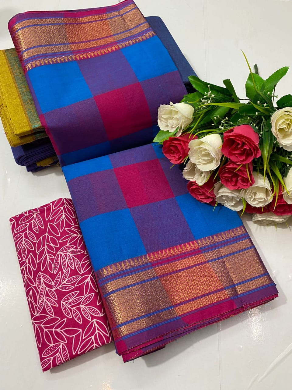 Chettinad  Checked Cotton Sarees - SH1010